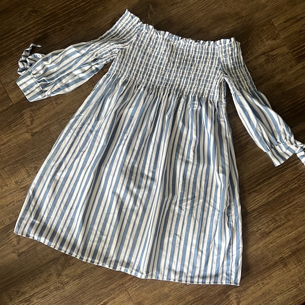 Blue and White Bandeau Top Sundress